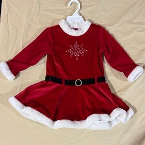 Red Velvet Holiday Dress with Snowflake Design